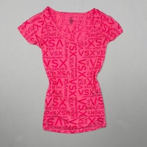Y2K Victoria's Secret PINK Tee in Neon Pink 00s VS Sport McBling Women's Size XS